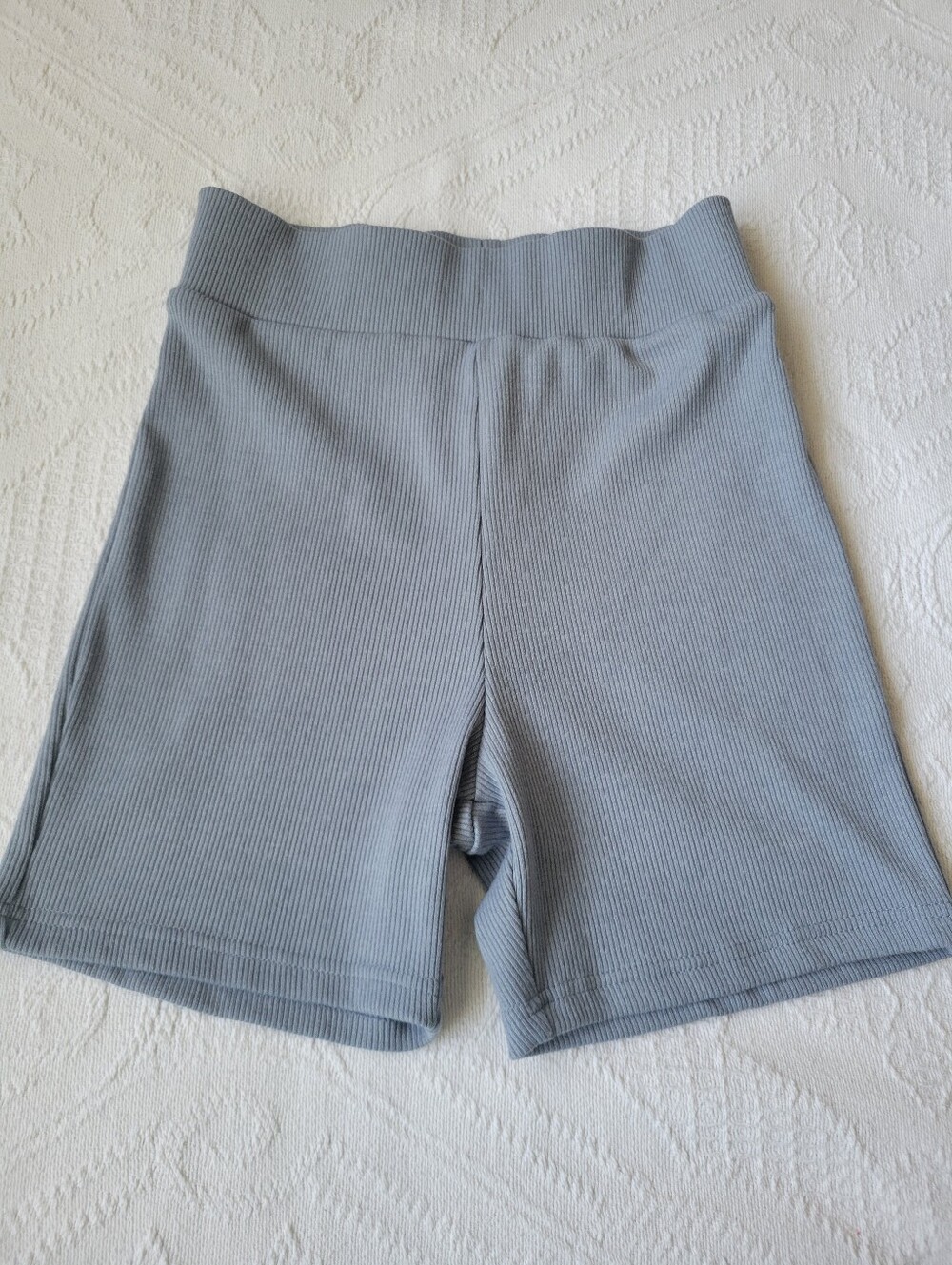Sabo Skirt Ribbed High-Waist Bike Shorts — Light Blue Gray